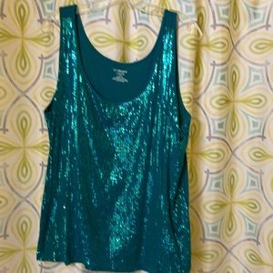 Tealish green sequined tank top, Lane Bryant 18/20